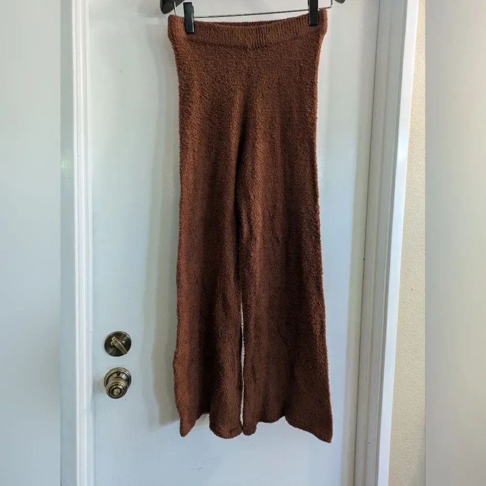 Reformation Small Brown fuzzy wide leg pants!